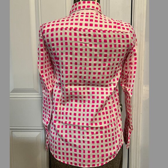 J.Crew Fitted Boyfriend XS Button-down Hot Pink and White - Picture 2 of 6